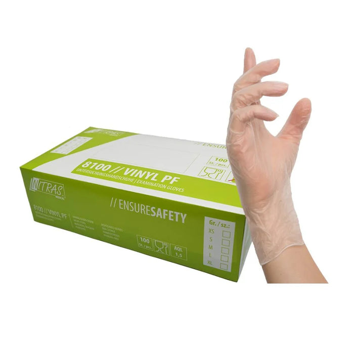 NITRAS VINYL PF vinyl disposable gloves, transparent