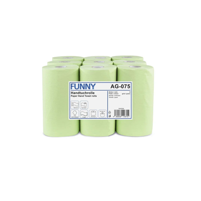 Roll towel paper, 2-ply, light green, perforated