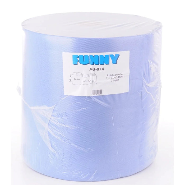 Paper cleaning cloth on roll, 36x38 cm, 3-ply, blue