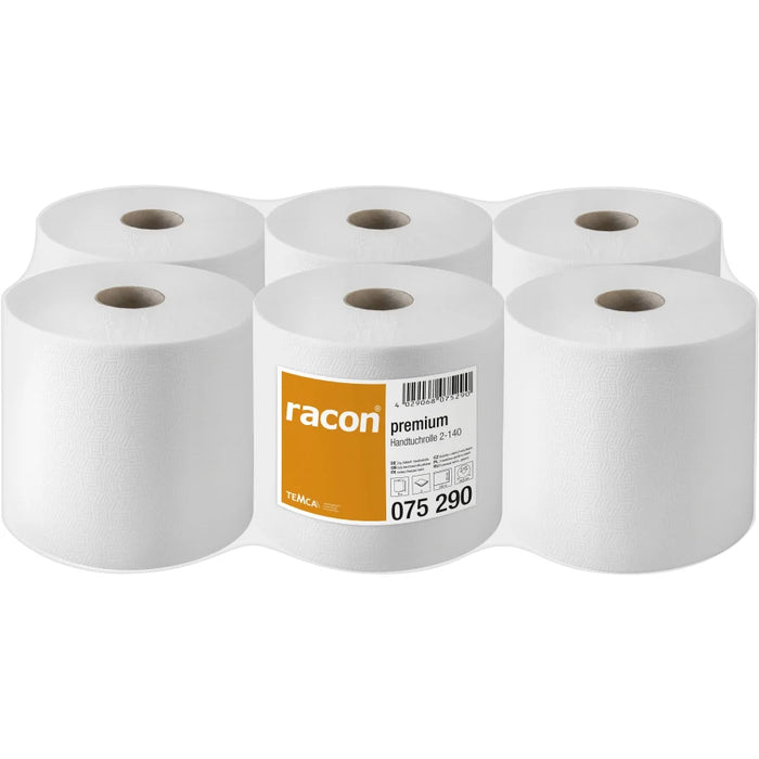 racon® premium towel rolls 20 cm x 140 m, 2-ply, bright white