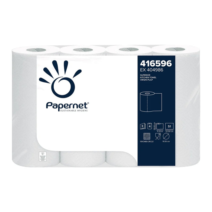 Papernet kitchen roll, 3-ply, white