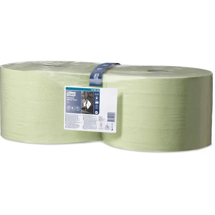 Tork Industrial Paper Wipes, W1, 2-ply, green