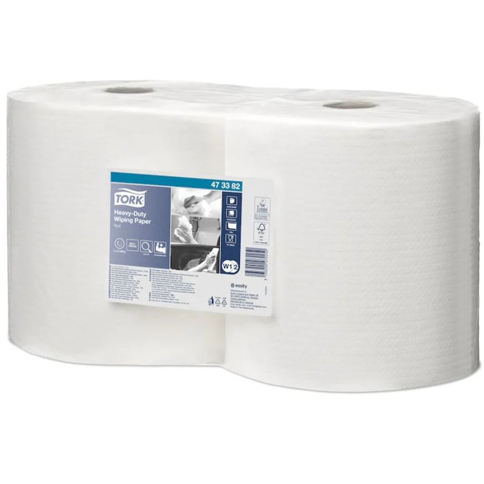 Tork Extra Strong Paper Wiping Cloths, W1/W2, 1-ply, white