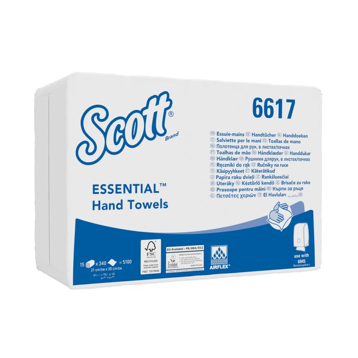 SCOTT® Essential™ folded towels, 1-ply, 21 x 20 cm