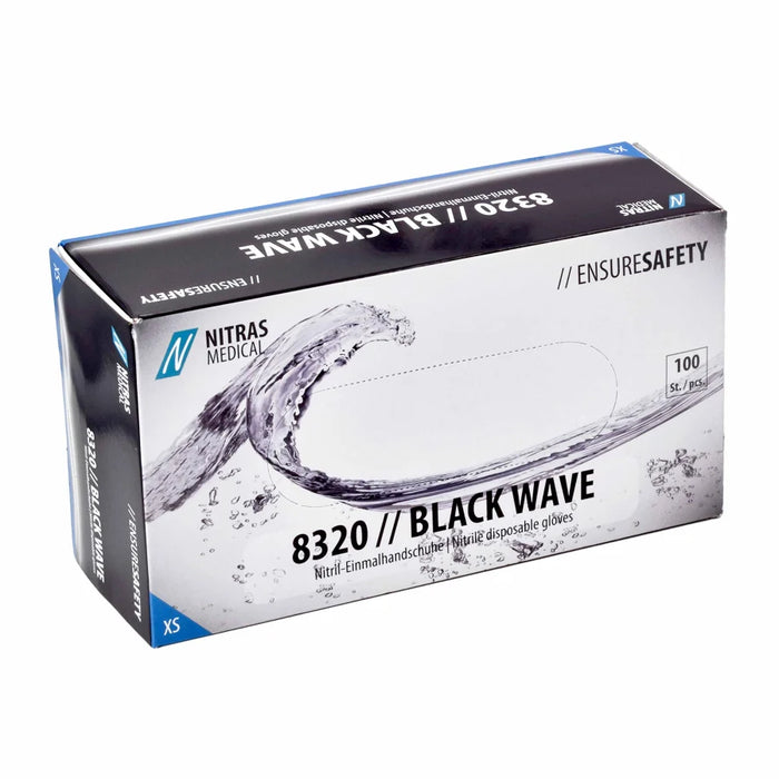 NITRAS BLACK WAVE Nitrile Disposable Gloves, black