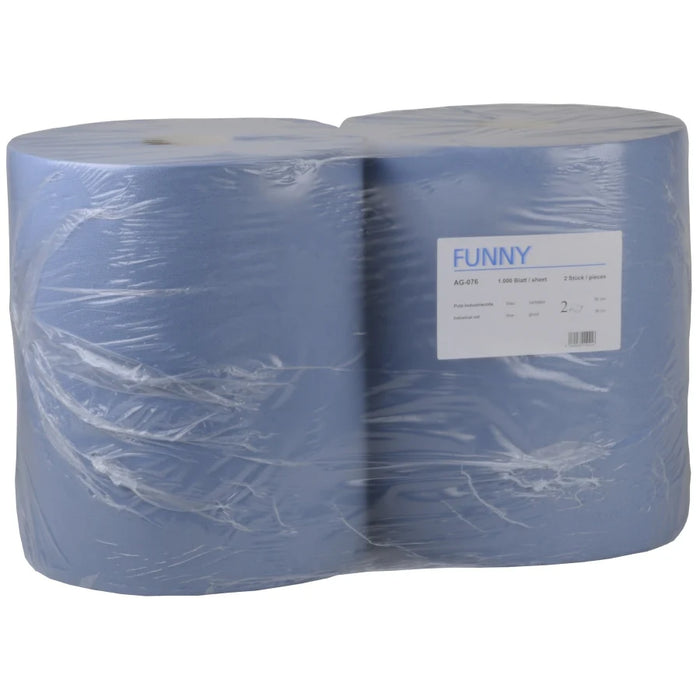 Paper cleaning cloth on roll, 36 x 34 cm, 2-ply, blue