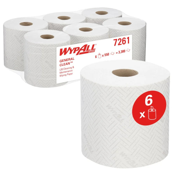 WypAll® L20 wipes, 2-ply, white