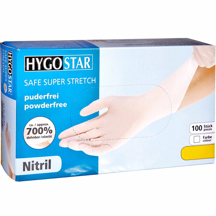 HYGOSTAR® Nitrile Gloves Safe Super Stretch, powder-free, white