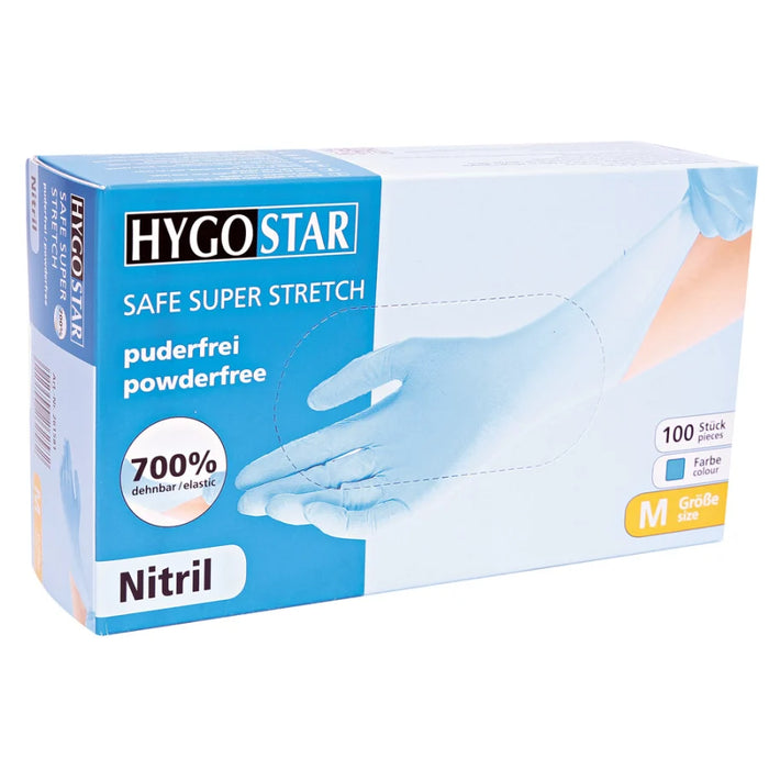 HYGOSTAR® Nitrile Gloves Safe Super Stretch, powder-free, blue