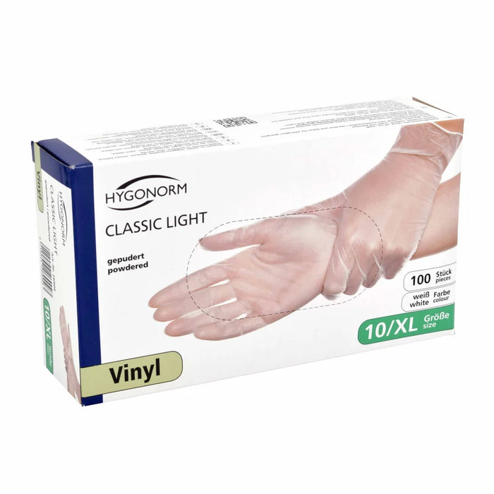 Hygonorm® vinyl gloves Classic Light, powdered, transparent