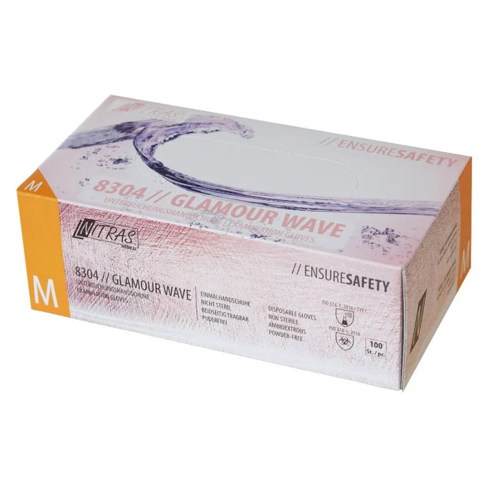 NITRAS GLAMOUR WAVE Nitrile Disposable Gloves, pink