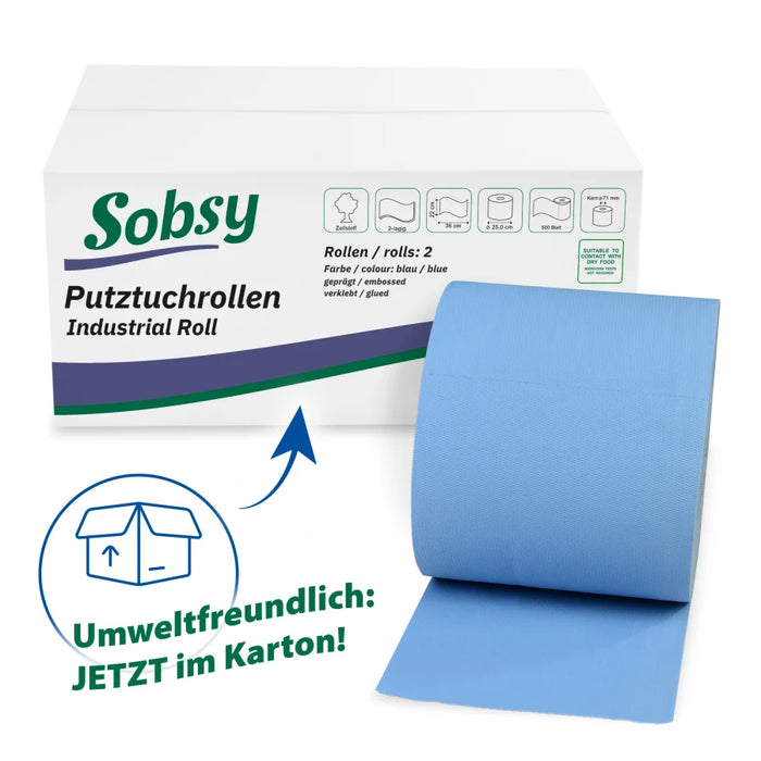 Sobsy cleaning cloth roll, industrial paper roll ⵁ 25 cm, 2-ply