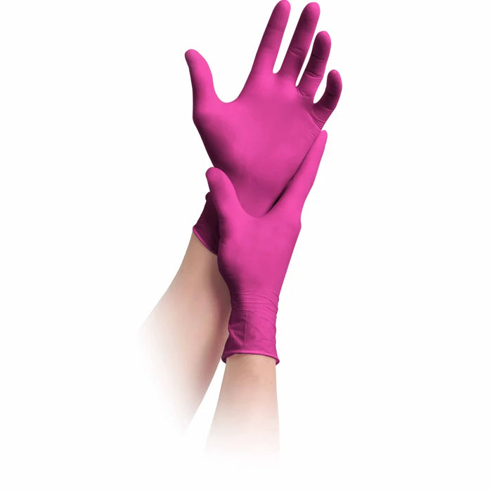 MaiMed® solution 100 magenta nitrile gloves, powder-free