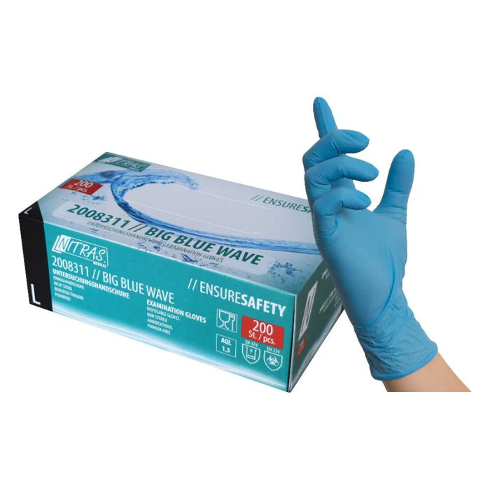 NITRAS BIG BLUE WAVE Nitrile Disposable Gloves, blue