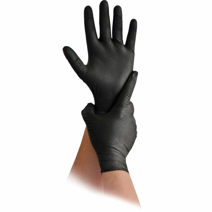 MaiMed® Diamond Grip Nitrile Disposable Gloves, black, powder-free