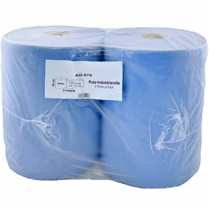 Paper cleaning cloth on roll, 36x38 cm, 3-ply, blue