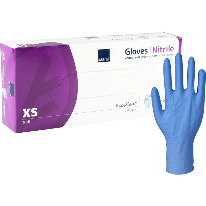 ABENA® Excellent nitrile gloves, powder-free, extra long, blue