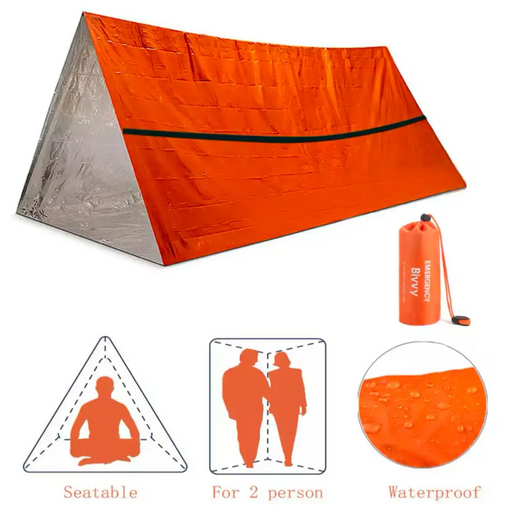 Emergency survival tent - foldable with whistle